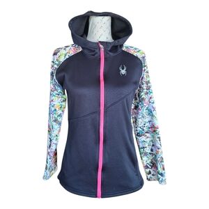 Spyder Girls Crush Black Kaleidoscope Print Hoodie Zip Jacket 18